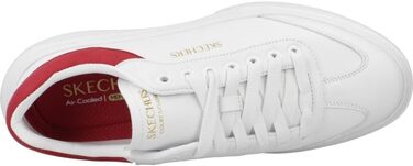 Жіночі кеди Skechers Cordova Classic Best Behavior — білі, штучна шкіра та замша, червона деталізація, розмір 45 EU