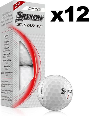 Гольф-м'ячі Srixon Z-Star XV 8, преміум, 12 шт., тур рівень, для дорослих, Pure White