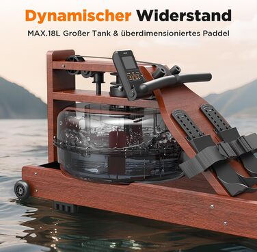 Гребний тренажер YOSUDA 2025 Neu Wasser - складаний, з Bluetooth, дисплеєм та регульованим тримачем для телефону. Максимальна висота користувача 190 см, вага 182 кг. Ідеально для домашніх тренувань.