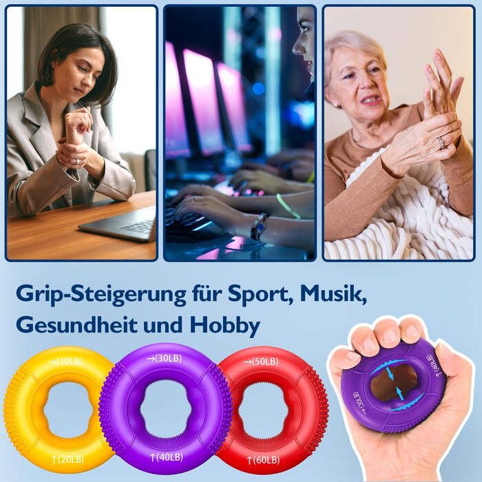 FitBeast Тренажер для рук Griffkrafttrainer, Набір 9 шт., Тренажер м'язів рук, Розвантаження та відновлення (Червоний)