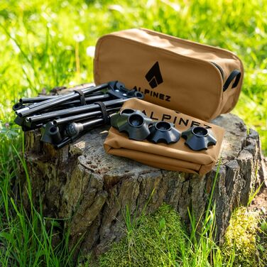 Зручний складаний стілець для кемпінгу Alpinez: легкий, регульований по висоті, компактний | стілець для риболовлі, пляжний стілець з ніжками-кнопками, зелений (бежевий)