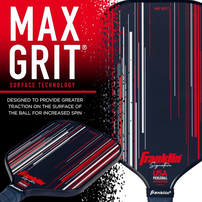 Професійна ракетка для піклболу Franklin Sports Signature Series з MaxGrit поверхнею, поліпропіленовим ядром 13 мм і 16 мм, сертифікована USAPA для турнірів