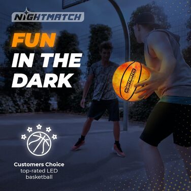 Світловий баскетбольний м'яч NIGHTMATCH LED, водонепроникний, офіційний розмір 7, сенсорне підсвічування, комплект для гри в темряві