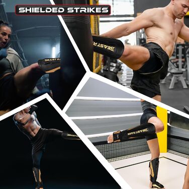 Нагороники для ніг BEAT RAGE для кікбоксингу, муай-тай, ММА, BJJ, карате, тхеквондо (золотий)