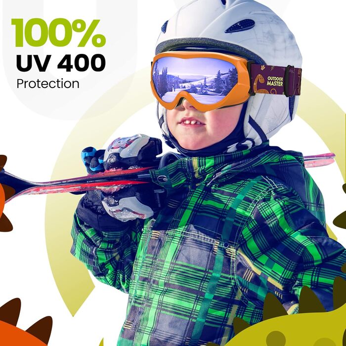 Дитяча лижна маска OutdoorMaster для хлопчиків і дівчаток, сумісна з шоломом, 100% UV-захист, VLT 30%