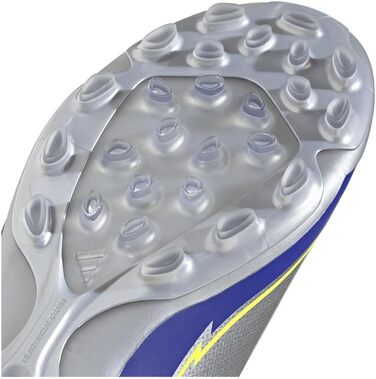 Бутси футбольні adidas F50 League Unisex для штучного покриття, 47 1/3 EU, сріблястий/сонячно-жовтий/блакитний