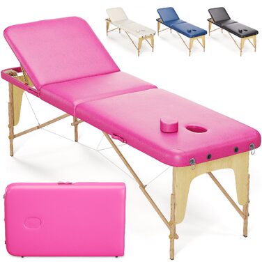 Складаний масажний стіл Beltom Mobile Basic 3-зонний (185 x 60 см), косметична кушетка для масажу, рожевий
