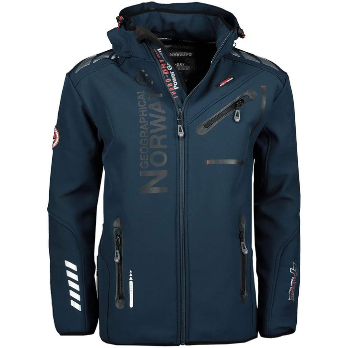 Куртка Softshell Geographica Norway Royaute для чоловіків - Водонепроникна, вітростійка, тактична - для хайкінгу, катання на лижах, осінь, зима, весна (M, Морська синя_Чорний)
