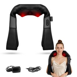 Масажер для шиї та плечей VOYOR-HEALTH PJ100 з інфрачервоним підігрівом, 4D Shiatsu масаж для спини та попереку, універсальний для дому, авто та офісу, чорний