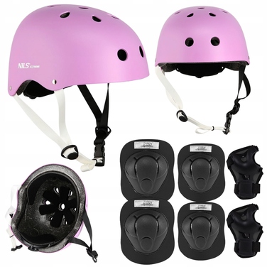 Дитячий велосипедний шолом з регулюванням + комплект захисту для скейту, розмір M