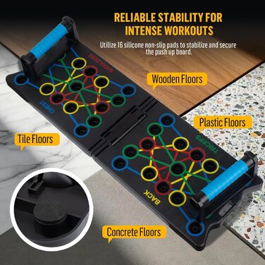 Лежанка для віджимань 24 в 1, складана, з ручками для тренування м'язів. Підходить для чоловіків та жінок (Чорний)