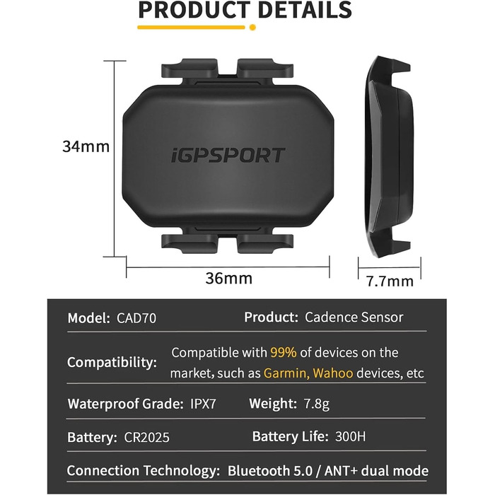 Велокомп'ютер бездротовий iGPSPORT BSC100S з Bluetooth 5.0 та ANT+, 2.6