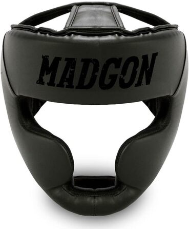 MADGON Преміальний боксерський шолом із захистом обличчя для MMA, боксу, кікбоксингу та спарингу, максимальний огляд і безпека, розмір M, чорний