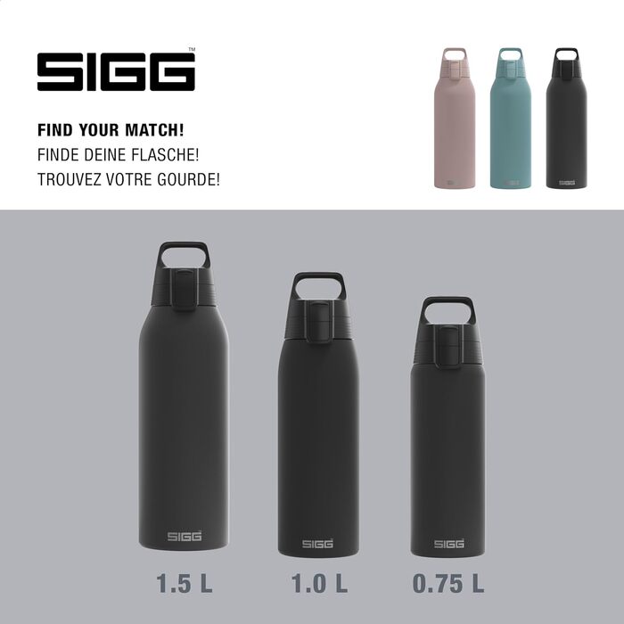 SIGG пляшка для напоїв з нержавіючої сталі Shield ONE, для газованих напоїв, герметична, легка, без BPA, 0,75 л / 1 л