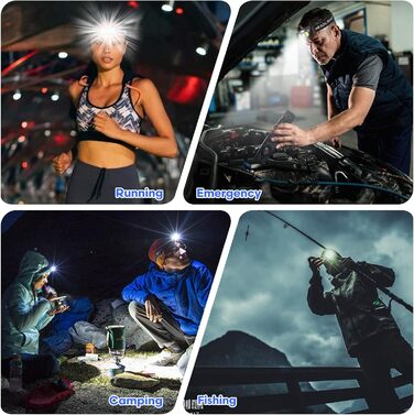 LED налобний ліхтар Lsnisni 2000 люменів (2 шт./1 шт.), 6 режимів, водонепроникний IPX5, для дітей та дорослих, кемпінг, біг, риболовля, з батарейками