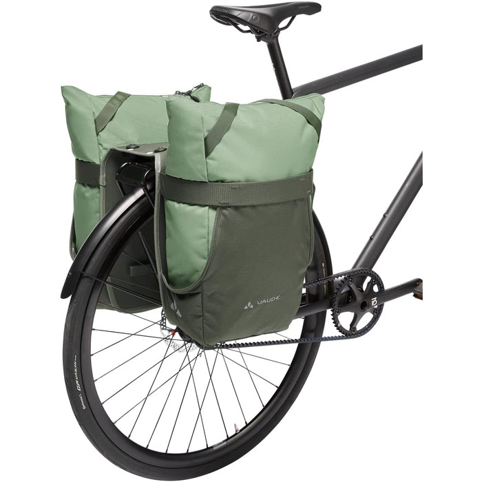 Велосипедна сумка VAUDE TwinShopper 44 л, окремі секції, дощовик, зелена