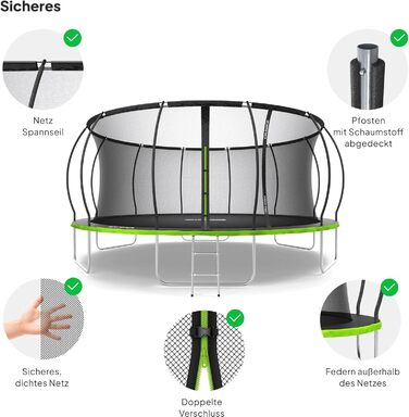 ZIPRO JumpPro Premium Трамплін для дітей Outdoor, садова модель, з сіткою, захист від УФ, стійкий до погодних умов, Ø 252-496 см, до 150 кг
