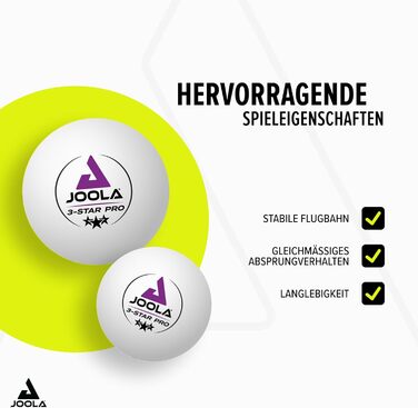 М'ячі для настільного тенісу JOOLA 3-Star PRO, 40+ мм, 24 шт.