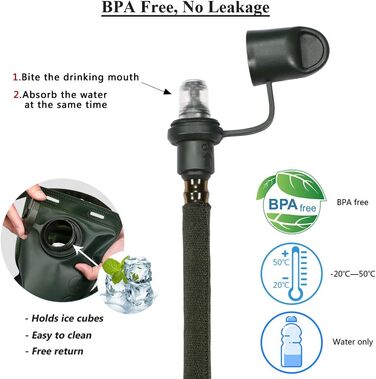 Гідраторний рюкзак BBAIYULE з питною системою 2 л, ультралегкий 380 г, BPA Free, для бігу та велоспорту, з відбивачами, помаранчевий і хакі