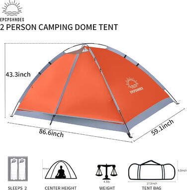 Купол намет для кемпінгу на 1-2 особи, легкий, портативний, водонепроникний, для дорослих, армійного кольору (зелений/помаранчевий)