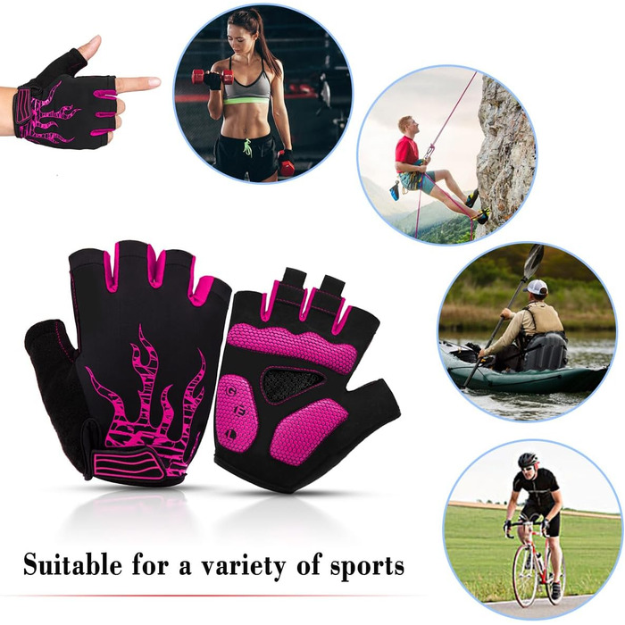 Велосипедні рукавички з гелевою вставкою, півпальцеві, чоловічі, для гірського велосипеда, спортивні, рожеві, розмір L