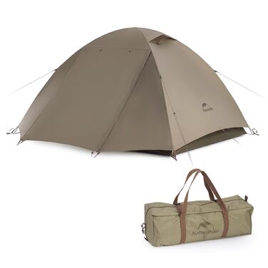 Намет Naturehike Cloud Creek 2-3 особи, Ultraleicht, 7001 Алюміній, Захист від сонця та Водонепроникність, для туризму та кемпінгу (Коричневий/3 особи)