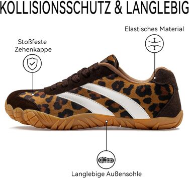 Босоніжні кросівки Retro Sneaker унісекс — легке мінімалістичне взуття для трейлу та прогулянок, дихаючі прогулянкові кросівки з антиковзаючим протектором, леопардовий принт, 40 EU