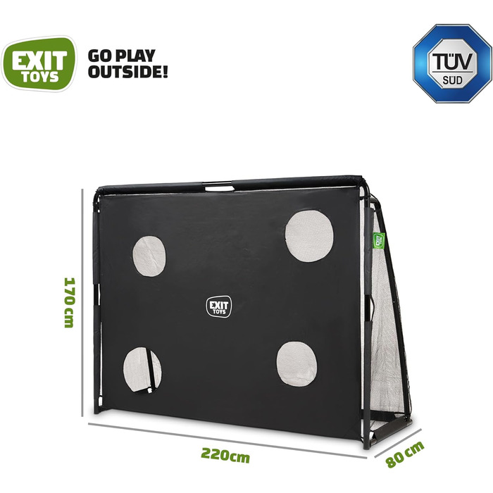 Дитячі футбольні ворота EXIT Toys Coppa 220x170 см, сталеві, з мішенню, для тренувань у саду, чорні