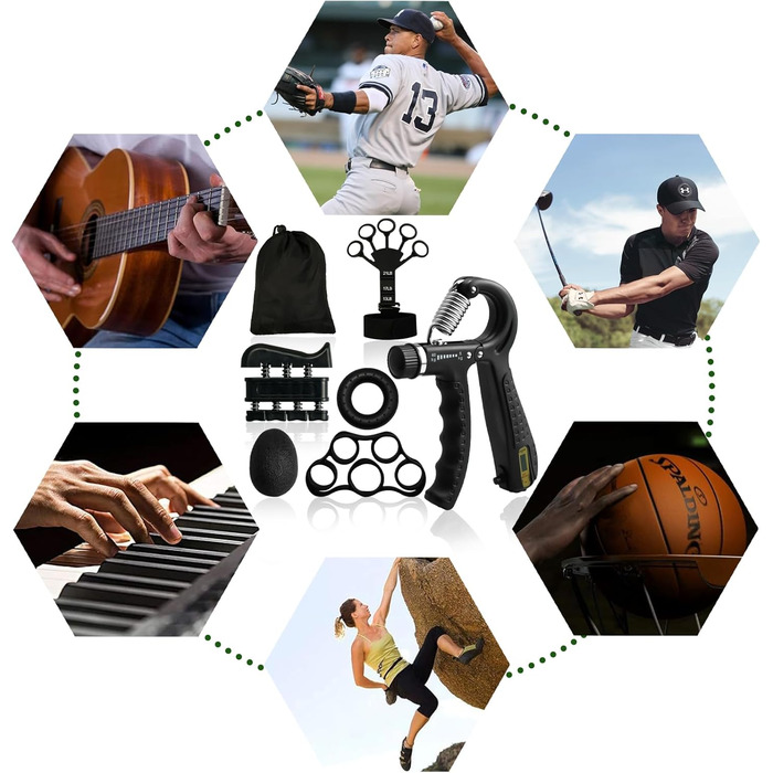 Набір для тренування рук Handtrainer 6шт: регульований тренажер хвата, підсилення зап'ястя, для фітнесу та зняття стресу