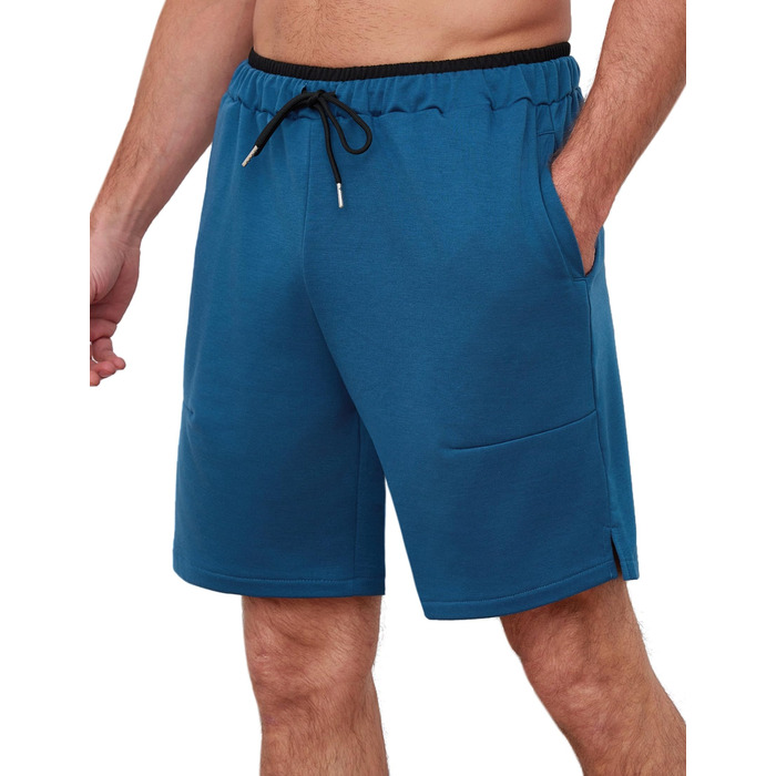 Чоловічі спортивні шорти Soer Activewear з кишенями на блискавці, легкі бавовняні шорти для бігу та відпочинку, кобальтовий синій, розмір S
