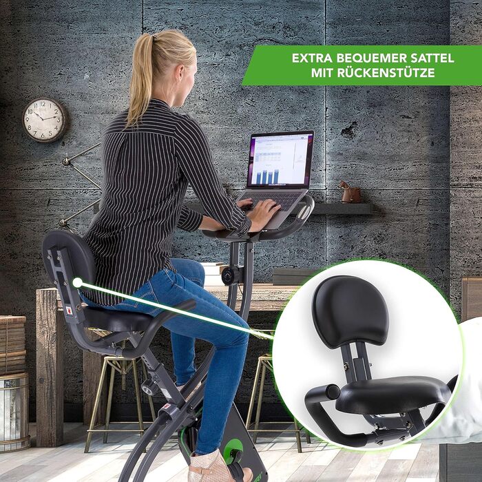 Велотренажер складаний Tunturi Cardio Fit B25 X з спинкою, тримачем для планшета та LCD-екраном, чорний