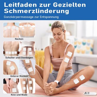 Пристрій TENS для терапії болю, 5-в-1 (TENS/EMS/IF/RUSS/DIY) - зняття болю за допомогою електричної стимуляції нервів, 80 програм масажу, 2 канали, 8 електродів (чорний)