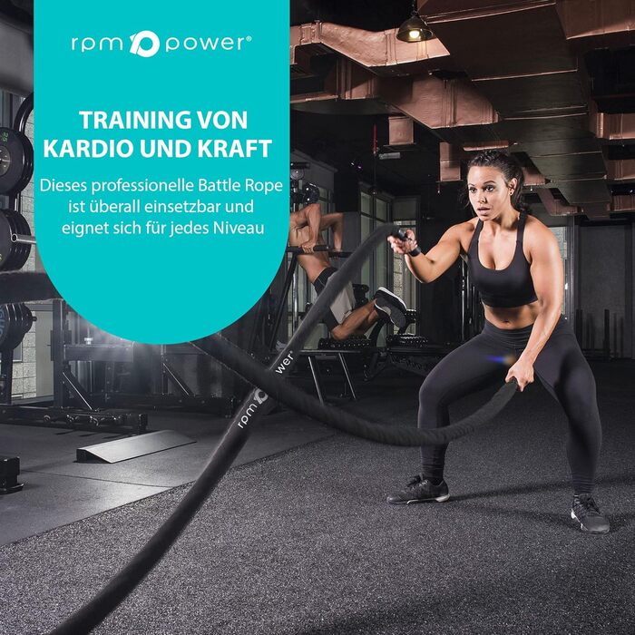 Ремін для силових тренувань RPM Power Battle Rope - 12 метрів (з анкером)