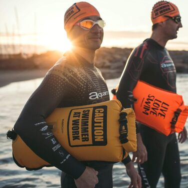 Набір Buddyswim: буя для плавання 28 л з водонепроникним відділенням і силіконовою шапочкою, помаранчевий. Безпечна буя для плавання у відкритій воді, комплект для плавців у морі.