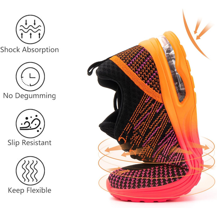 Жіночі кросівки для бігу Hitmars: спортивне взуття з повітряною подушкою, дихаючі, антиковзкі, легкі, для бігу по вулицях, снікерси, для фітнесу, ходьби, розміри EU 36-42 (Помаранчеві, 38 EU)