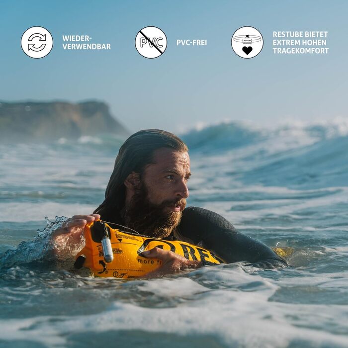 Набір Restube Extreme для плавання у відкритій воді – плавучий буй для екстремальних умов, надувний буй з одним ривком, 2 запасні CO2-картриджі, відбивна стрічка