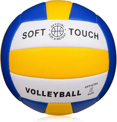 Волейбольні м'ячі Wuzfully Soft Touch для залу та пляжу, розмір 5 (синьо-жовто-білі)