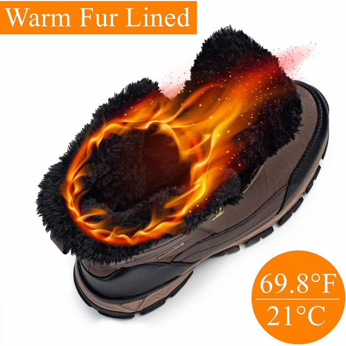 Чоловічі зимові чоботи SHULOOK: водонепроникні, теплі, з підкладкою з хутра, для трекінгу та хайкінгу, колір коричневий