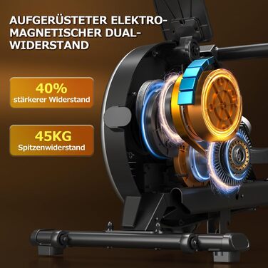 DMASUN Ручний тренажер для дому з магнітним опором, подвійними направляючими, підключенням до APP, 16 рівнів опору, LCD-дисплеєм, для кардіотренувань, до 160 кг, 32-рівнева електрична настройка (мережевий адаптер), дизайн під дерево