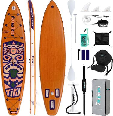 Надувна SUP-дошка FunWater 350 см з сидінням, подвійне весло та насос для сапсерфінгу