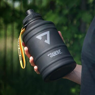 Пляшка для води з нержавіючої сталі ABOVE 1.3L/2.2L, BPA FREE, герметична, спортивна, з додатковою кришкою, чорна-жовта