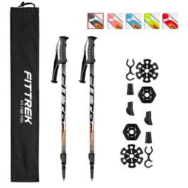 Дитячі телескопічні палиці для скандинавської ходьби та трекінгу FitTrek, регульовані, легкі (чорні) з гумовими наконечниками та сумкою