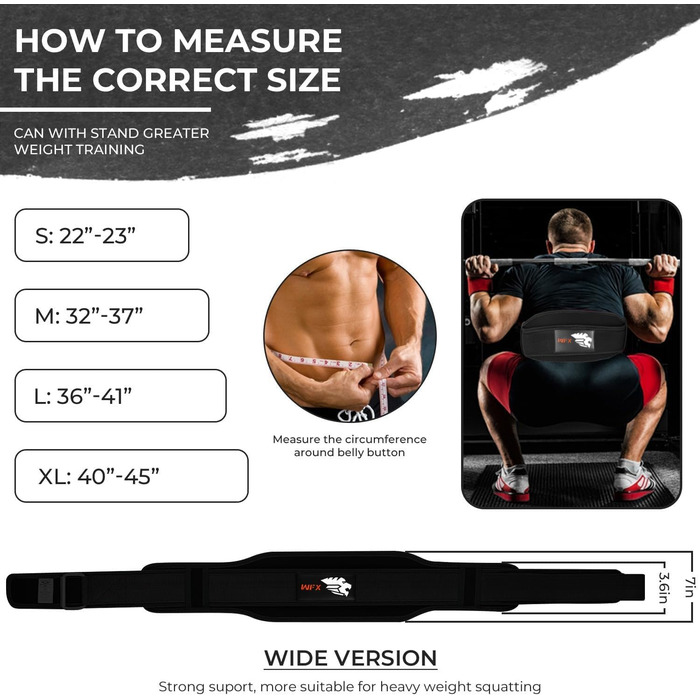 Важкий пояс для тренувань WFX: підтримка спини та попереку, неопрен, 5.5 дюйми, чорний