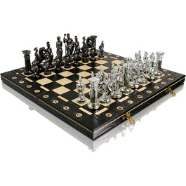 Шахи Master of Chess Spartan 40x40 см, металізована пластикова фігура, дерев'яна дошка, антик Рим, класична настільна гра