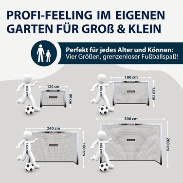 Ворота для футболу HUDORA Pro Tect Advanced – зовнішні, з сіткою та захисною оболонкою для дітей та дорослих. Легкий монтаж, білі, 240 x 160 см