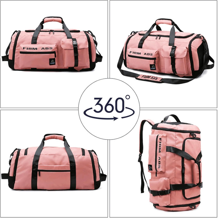 Спортивна сумка Flintronic 65L для тренувань та подорожей з відділенням для взуття та мокрих речей, функція рюкзака, рожева