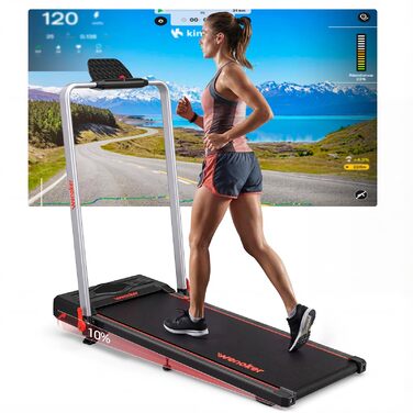 Складана бігова доріжка для дому та офісу з нахилом 10%, швидкість до 12 км/год, Walking Pad з поручнями, дистанційним керуванням та підтримкою додатка