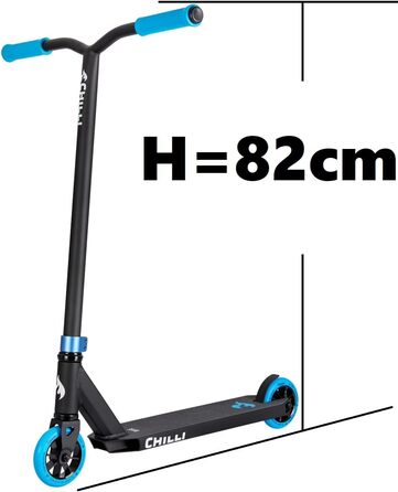Скутер для трюків Chilli Pro Base/Rocky/Reaper - парк та вулиця, для початківців та професіоналів, H=82см, чорний/синій