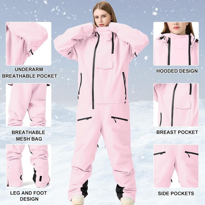 Жіночий гірськолижний комбінезон HOUZONIY 729+ Рожевий - гірськолижний костюм, сноуборд, Outdoor
