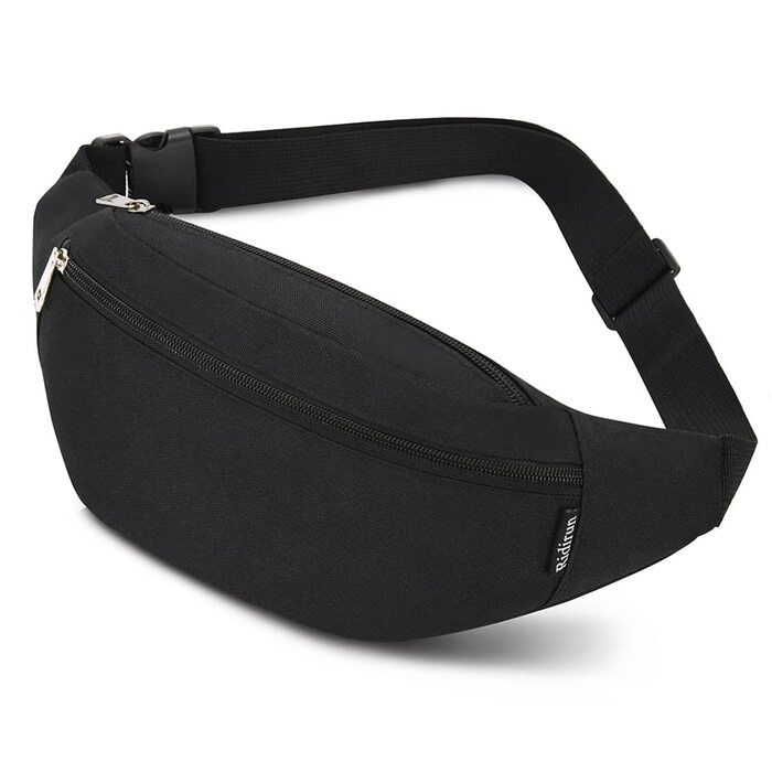 Сумка на пояс Bauchtasche унісекс: спортивна, для телефону, грошей, фітнесу, велосипеда, кемпінгу - чорна 33x6.5x14 см